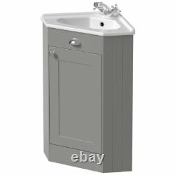 Corner Bathroom Vanity Unit Basin Sink Traditional Cabinet Furniture Grey 580mm