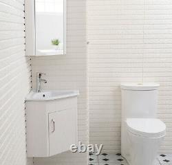 Corner Bathroom Vanity Unit Cloakroom Cabinet Ceramic Basin Sink Space Saving