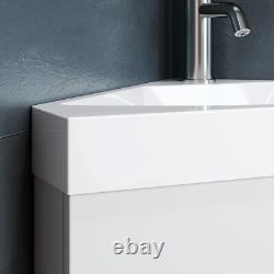 Corner Bathroom Vanity Unit White Matt Gloss Sink Basin Storage Cabinet WC 560mm