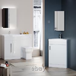 Corner Bathroom Vanity Unit White Matt Gloss Sink Basin Storage Cabinet WC 560mm