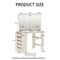 Corner Dressing Table Vanity Dresser Makeup Desk with Mirrors&Drawers Girls Wood