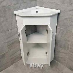 Corner Vanity Unit 2 Door including Basin Sink Cloakroom Unit Gloss White