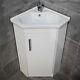 Corner Vanity Unit Bathroom Sink Basin Storage White Gloss + Toilet Cloakroom