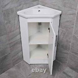 Corner Vanity Unit Including Basin Sink White Gloss Cloakroom Unit White