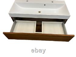 Crosswater Glide II Vanity Unit American Walnut + Mineral Basin 100cm 2 holes