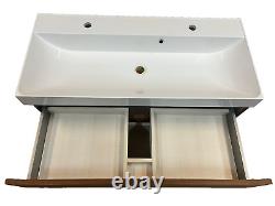 Crosswater Glide II Vanity Unit American Walnut + Mineral Basin 100cm 2 holes