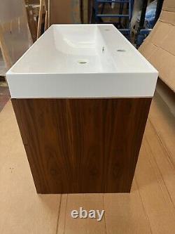 Crosswater Glide II Vanity Unit American Walnut + Mineral Basin 100cm 2 holes