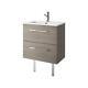 Croydex Chinnock Bathroom Vanity Unit Grey Oak 2 Drawer & Ceramic Sink Basin 600