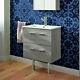 Croydex Wooden Grey Oak Drawer & Ceramic Sink Basin Vanity Unit Bathroom Storage