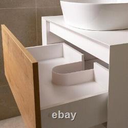 Dali Wall Mounted Bathroom Storage Vanity Unit White & Oak Effect 800mm