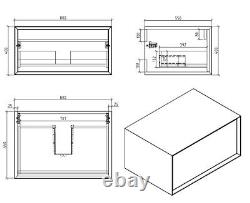 Dali Wall Mounted Bathroom Storage Vanity Unit White & Oak Effect 800mm