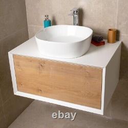 Dali Wall Mounted Bathroom Storage Vanity Unit White & Oak Effect 800mm