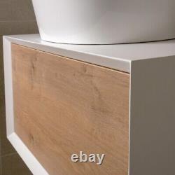 Dali Wall Mounted Bathroom Storage Vanity Unit White & Oak Effect 800mm