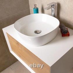 Dali Wall Mounted Bathroom Storage Vanity Unit White & Oak Effect 800mm