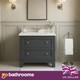 Dark Grey Bathroom Vanity Unit With White Quartz Worktop 2 Drawer Storage 800mm