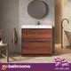 Dark Wood Floor Standing Vanity Unit With Resin Basin Bathroom Cabinet 900mm