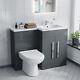 Debra Bathroom Grey L-shape Rh Basin Vanity Unit Btw Wc Toilet 1100mm