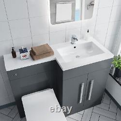 Debra Bathroom Grey L-Shape RH Basin Vanity Unit BTW WC Toilet 1100mm