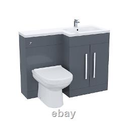 Debra Bathroom Grey L-Shape RH Basin Vanity Unit BTW WC Toilet 1100mm