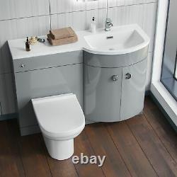 Debra Light Grey 1100 mm P Shape Vanity Unit Right Hand Sink and Toilet Bathroom