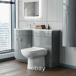 Debra Light Grey 1100 mm Pshape Vanity Unit Left Hand Sink and Toilet Bathroom
