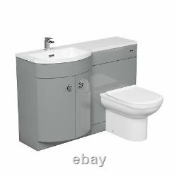 Debra Light Grey 1100 mm Pshape Vanity Unit Left Hand Sink and Toilet Bathroom