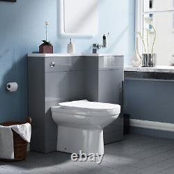 Debra Light Grey L-Shape RH Small 900mm Vanity Unit Toilet Furniture Flat Pack