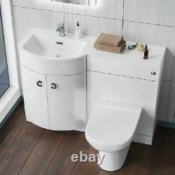 Debra White 1100 mm P-Shaped Vanity Unit LH Sink and Toilet Bathroom Furniture