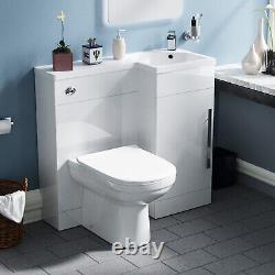 Debra White L-Shape RH Small 900mm Vanity Unit Sink Toilet Bathroom Flat Pack