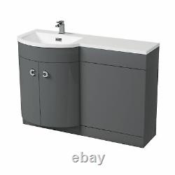 Dene Bathroom Basin Sink Grey Vanity WC Unit Furniture Cabinet LH 1100mm