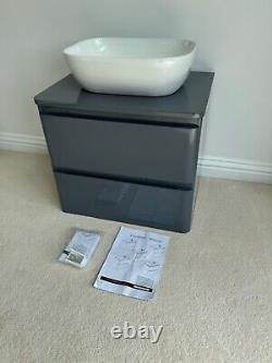 Denver Gloss Dark Grey 600 Wall Hung Vanity unit