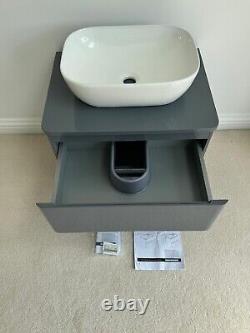 Denver Gloss Dark Grey 600 Wall Hung Vanity unit