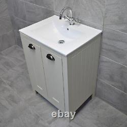 Derby 600mm Bathroom Vanity Unit with Ceramic Basin Sink Mussel Oak