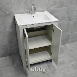 Derby 600mm Bathroom Vanity Unit with Ceramic Basin Sink Mussel Oak