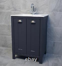 Derby 600mm Dark Grey Bathroom Storage Vanity Sink Basin Unit