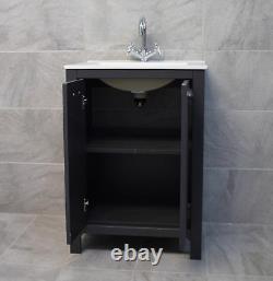 Derby Dark Grey Vanity Sink Basin Storage Unit + Toilet Bathroom Suite