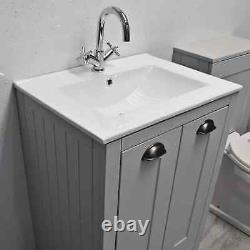 Derby Light Grey Bathroom Suite Vanity Sink Basin + WC Toilet Unit