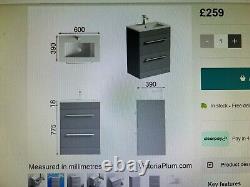 Derwent grey vanity drawer unit 600mm