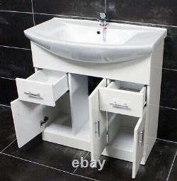 Designer Bathroom Vanity Basin Sink Unit Storage 450 550 650 750 850 1000 White