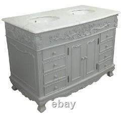 Designer French Traditional Bathroom Double Double Vanity Unit Marble Top
