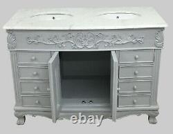 Designer French Traditional Bathroom Double Double Vanity Unit Marble Top