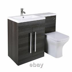 Designer LH Grey Combi Bathroom Vanity Unit with Basin + Back To Wall Toilet