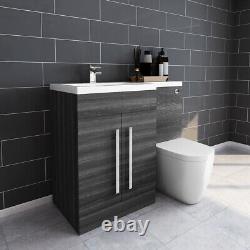 Designer Left Hand Grey Combi Bathroom Vanity Unit & Basin + Back To Wall Toilet