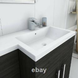 Designer RH Grey Combi Bathroom Vanity Unit with Basin + Back To Wall Toilet