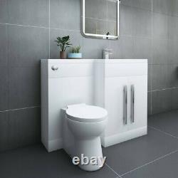 Designer RH White Combi Bathroom Vanity Unit with Basin + Back To Wall Toilet