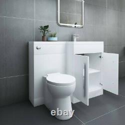 Designer RH White Combi Bathroom Vanity Unit with Basin + Back To Wall Toilet