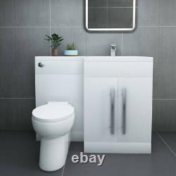 Designer RH White Combi Bathroom Vanity Unit with Basin + Back To Wall Toilet