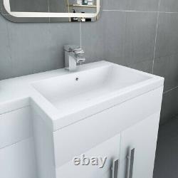 Designer RH White Combi Bathroom Vanity Unit with Basin + Back To Wall Toilet