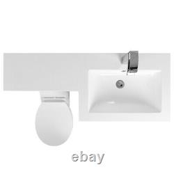 Designer RH White Combi Bathroom Vanity Unit with Basin + Back To Wall Toilet