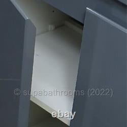 Devlyn 800mm Bathroom Vanity Basin unit 2 door Grey Gloss Cabinet Handleless